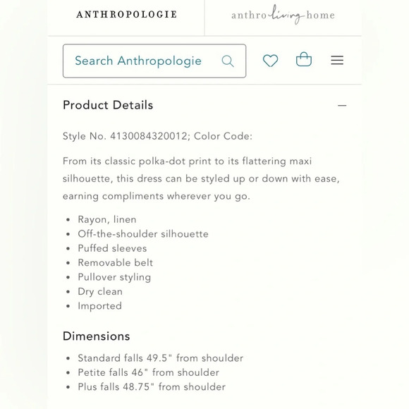 MAEVE by ANTHROPOLOGIE NWOT Lucienne Off the Shoulder Maxi Dress *NO BELT* - Picture 13 of 13